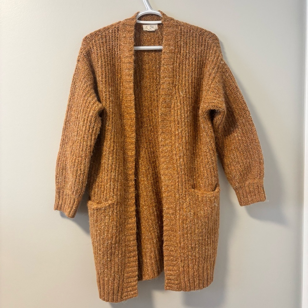Kaisley Cozy Brown Open-Front Cardigan XS